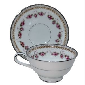 RC TEACUP & SAUCER VINTAGE 1960s PATTERN NORITAKE 564 VICTORIAN ROSES AND LAUREL